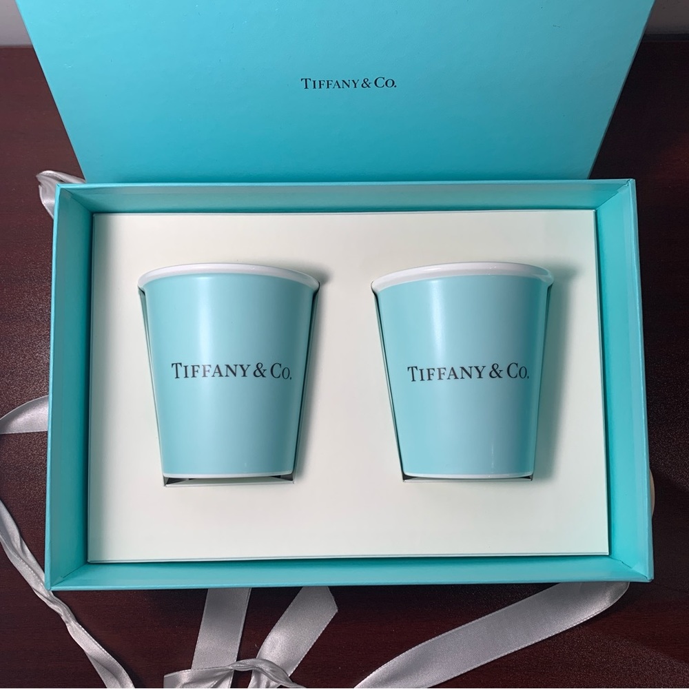 NEW Tiffany & Co Coffee Cups in Fine Bone China. Set of 2. Made in Japan.